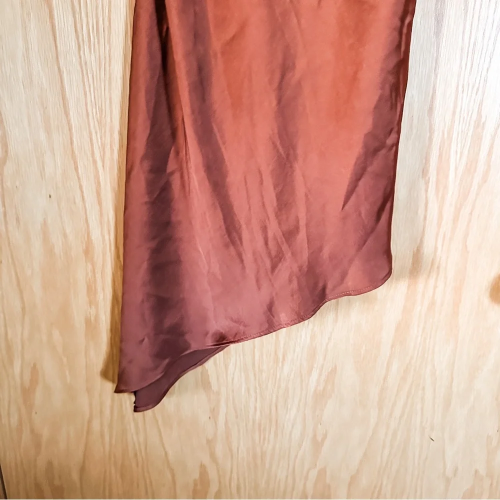 [all saints] burnt orange asymmetrical slip dress - Picture 3 of 4